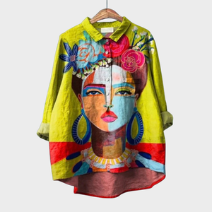Blusa Genoveva · De lino con estampado de verano