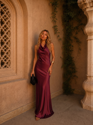 Vestido Engracia · Largo en tonos cálidos