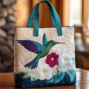 Bolso acolchado - Colibrí y Flor Blanca