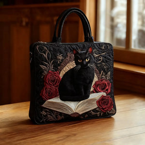 Bolso acolchado artesanal – Gato Negro sobre los Libros