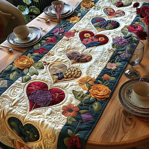 Camino de Mesa Acolchado — Corazones en Flor