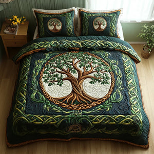 Colcha Acolchada 3 Piezas — Árbol de la Vida