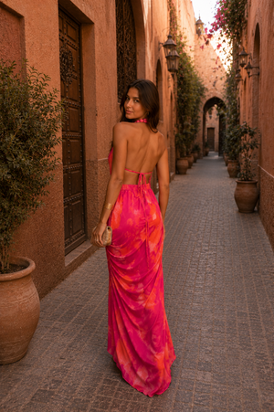 Vestido Goya · Largo con brillo de atardecer