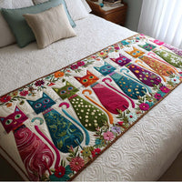 Camino de Cama Acolchado – Gatos de Colores