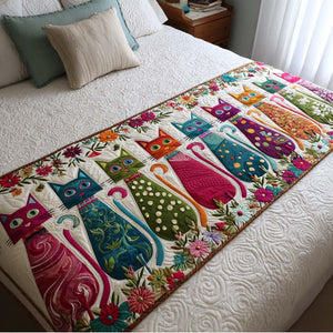 Camino de Cama Acolchado – Gatos de Colores