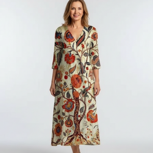 Vestido Adela · Midi floral de manga larga