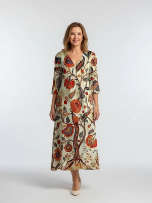Vestido Adela · Midi floral de manga larga