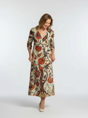 Vestido Adela · Midi floral de manga larga