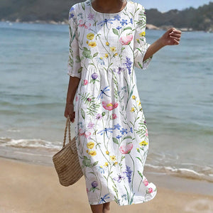 Vestido Zaira · Midi floral relajado