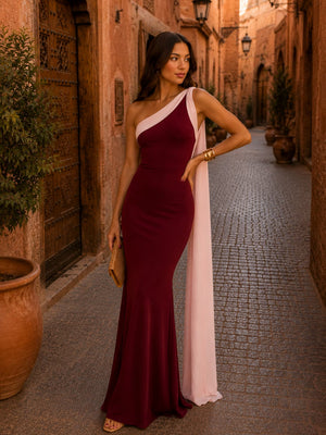 Vestido Coloma · Largo en burdeos