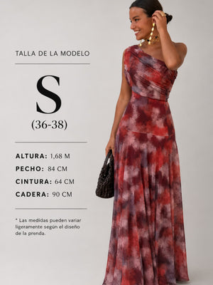 Vestido Soleá · Largo de hombros caídos en acuarela floral