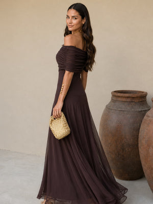 Vestido Pastora · Largo fluido en tono marrón