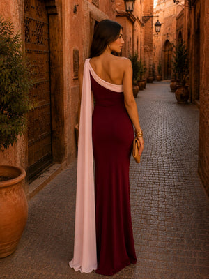 Vestido Coloma · Largo en burdeos