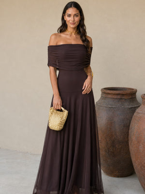 Vestido Pastora · Largo fluido en tono marrón
