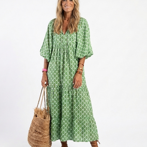 Vestido Penélope · Midi estampado con escote en V