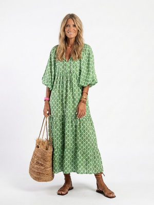Vestido Penélope · Midi estampado con escote en V
