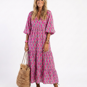 Vestido Penélope · Midi estampado con escote en V