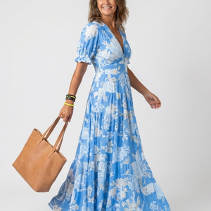 Vestido Marisol · Midi floral con escote en V