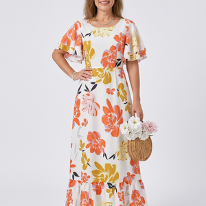 Vestido Gema · Maxi de manga corta y escote redondo