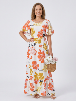 Vestido Gema · Maxi de manga corta y escote redondo