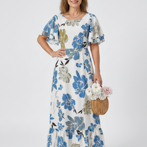 Vestido Gema · Maxi de manga corta y escote redondo