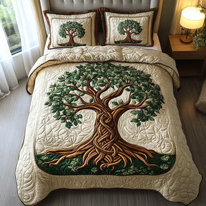 Colcha Acolchada 3 Piezas — Árbol de la Vida