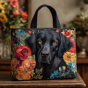 Bolso acolchado · Labrador negro floral