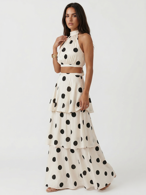 Conjunto Marchena · Conjunto de top y falda larga de lunares