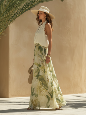 Conjunto Anita · Fluido estampado lirio