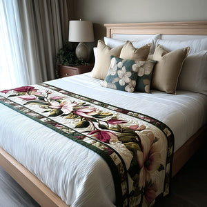 Camino de Cama Acolchado – Magnolia en Flor
