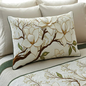 Funda de Cojín Acolchada — Flor de Magnolia