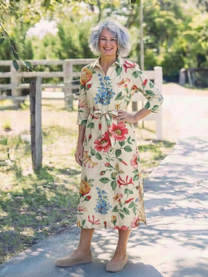 Vestido Fátima · Midi floral con botones