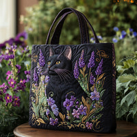 Bolso acolchado artesanal - Gato a la Luz de la Luna