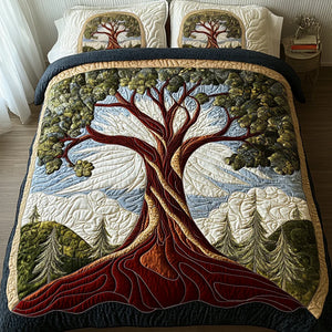 Colcha Acolchada 3 Piezas — Árbol de la Vida