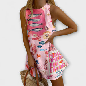 Vestido Cecilia · Mini rosa estampado