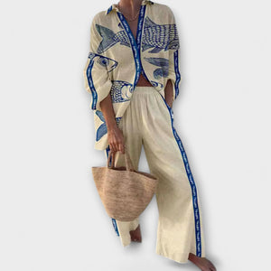 Conjunto Catalina · Estampado azul peces