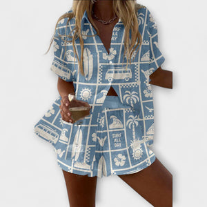 Conjunto Elisa · Ligero estampado caravanas
