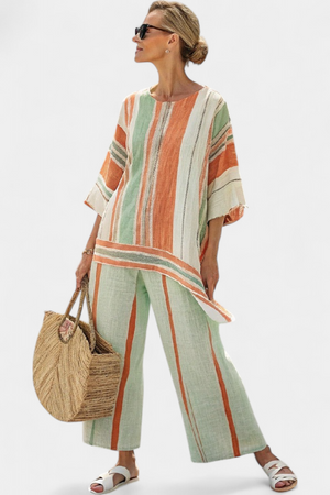 Conjunto Elisabet · De lino con rayas