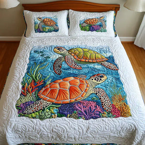 Colcha Acolchada 3 Piezas — Tortugas Marinas