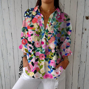 Camisa Paloma · Floral pintada a mano