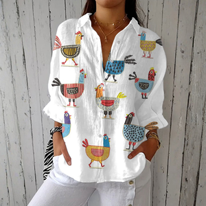 Camisa Raquel · Estampado de gallinas