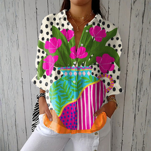 Camisa Pepita · Estampado de jarrón floral