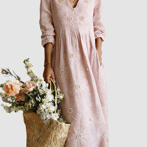 Vestido Nayara · Midi floral de manga larga