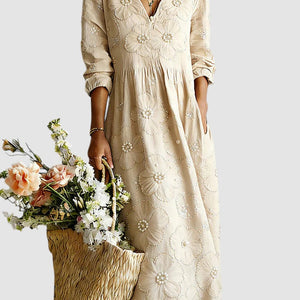Vestido Nayara · Midi floral de manga larga