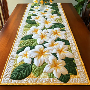Camino de Mesa Acolchado — Flores de Frangipani