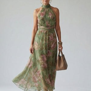 Vestido Mirelle · Maxi floral de cuello halter