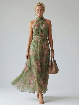 Vestido Mirelle · Maxi floral de cuello halter