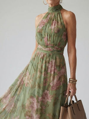 Vestido Mirelle · Maxi floral de cuello halter