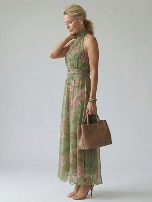 Vestido Mirelle · Maxi floral de cuello halter