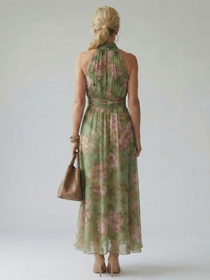 Vestido Mirelle · Maxi floral de cuello halter